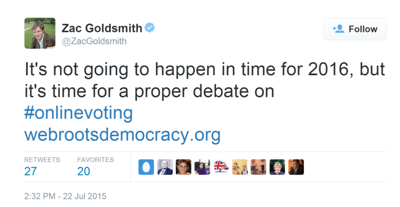 Both Zac Goldsmith and Sadiq Khan have 'thrown their weight' behind the campaign for online voting.